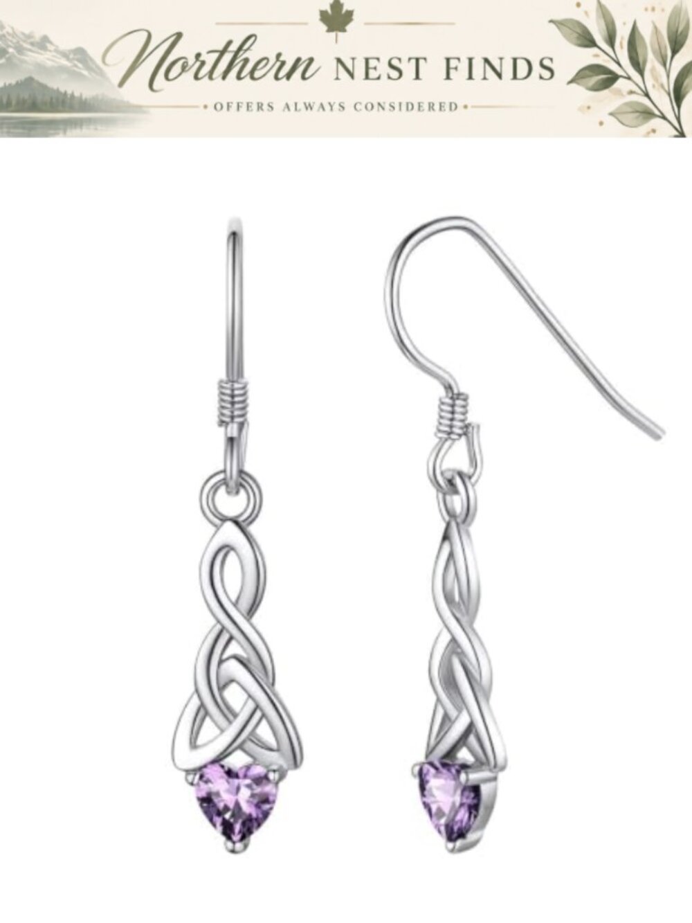 Sterling Silver Celtic Knot Dangle Hook Earrings